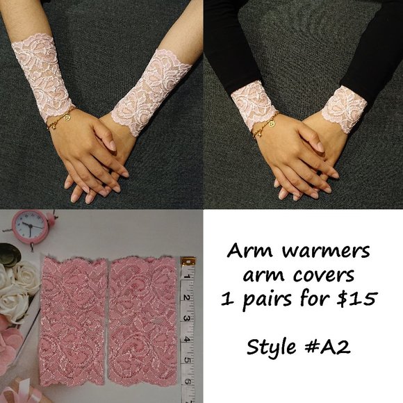 Lace fingerless evening gloves, Arm warmers, Arm Covers, Sleeve Extender - Picture 3 of 7